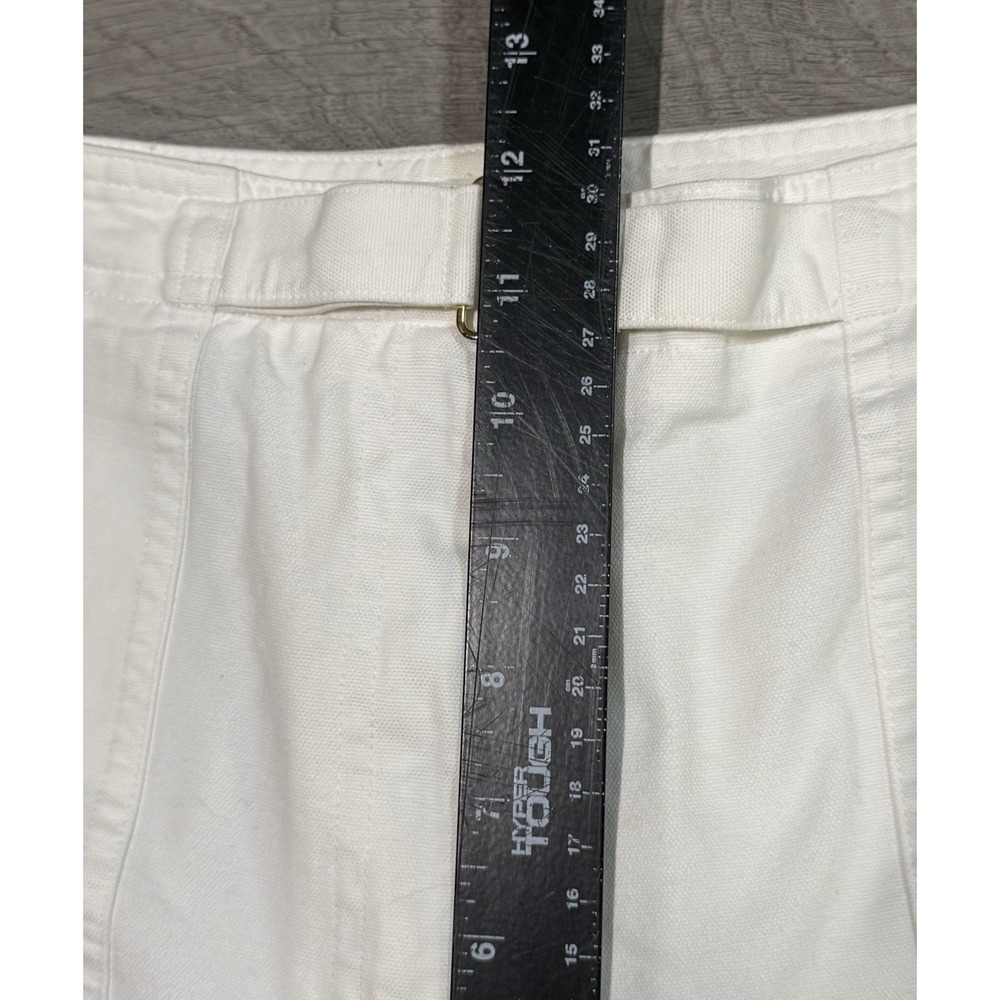 Lauren Ralph Lauren Gold Buckle Shorts Women's Size 14 White Gold Cotton Preppy - Picture 6 of 13